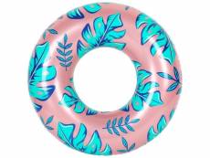 Bouée gonflable ronde xxl pour piscine & plage ultra confort, flotteur deluxe - plantes tropicales ø108cm