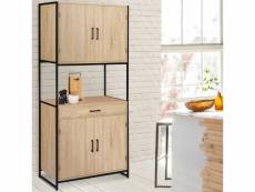 Buffet de cuisine 80 cm detroit meuble 4 portes design industriel + tiroir