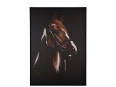 Cadre tete de cheval canevas-bois marron-noir - l 102,6 x l 4,3 x h 142,6 cm