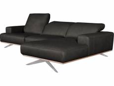 Canapé d'angle en 100% tout cuir épais de luxe italien 5/6 places porto, noir, angle droit