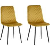 Casa Baoli - Lot de 2 chaises markus tissu velours jaune pieds métal - Jaune