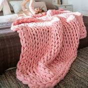 Ccykxa - 80X100,Pink)Plaid Tricot Grosse Maille Plaid