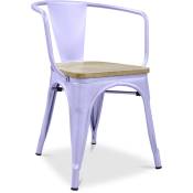 Chaise de salle à manger avec accoudoirs - Bois et acier - Stylix Lavande - Bois, Acier - Lavande