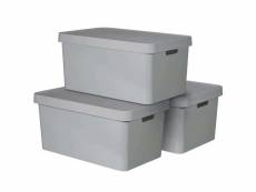 Curver 421851 "infinity" storage box with lid 3 pcs 45 l grey 240659 421851
