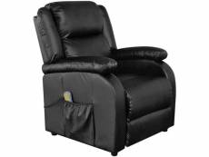 Fauteuil de massage confort relaxant massant détente électrique cuir synthétique réglable noir helloshop26 1702034