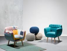 Fauteuil de salon fauteuil en tissu bleu turquoise