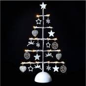 Fééric Lights And Christmas - Sapin en Métal Lumineux à led avec décoration h 45 cm - Feeric Christmas - Blanc