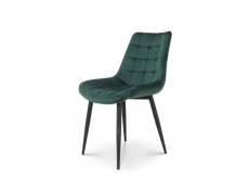 Kosmi - lot de 2 chaises vertes style scandinave avec assise en tissu rembourré et pieds en métal noir