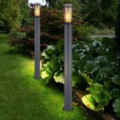 Lampadaire éclairage de chemin borne lumineuse extérieur lampes de jardin anthracite IP44 lampadaire patio, acier inoxydable fumé, 1x douille E27,