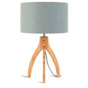 Lampe de table bambou abat-jour lin gris clair, h.