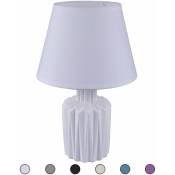 Lampe de table en céramique avec chapeau de tissu et bouton d'alimentation H39 cm