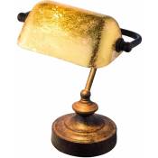 Lampe de table lampe de table lampe d'appoint lampe de banquier lampe de lecture, métal couleur rouille, feuille d'or, 1x douille E14, LxlxH