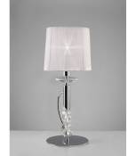 Lampe de Table Tiffany 1+1 Ampoule E14+G9, chrome poli avec Abat jour blanc & cristal transaparent