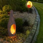Lampe solaire, piquet, lampe d'extérieur à brancher, prise de jardin, lampadaire solaire, aspect rotin, jardin, panneau de bienvenue, verre craquelé,
