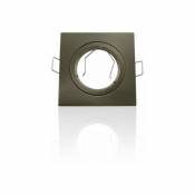 Leclubled - Support spot encastrable carré orientable Aluminium brossé | Sans douille - Aluminium brossé - Aluminium brossé