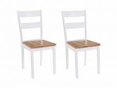 Lot de 2 chaises de salle à manger cuisine design classique bois d'hévéa massif blanc cds020162