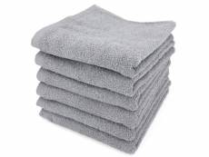 Lot de 6 serviettes de toilette 50x90 cm alpha gris
