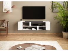 Meuble banc TV - 155 cm - Blanc mat - Style moderne Klara