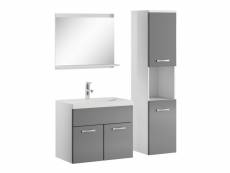 Meuble de salle de bain montreal 60 cm lavabo gris brillant - armoire de rangement meuble lavabo evier meubles