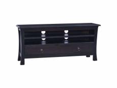 Meuble tv | banc tv armoire de rangement café noir clair 100x30x45 cm bois d'acajou massif meuble pro frco13706