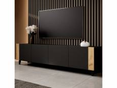 Meuble tv design noir mat + bois 200 cm tempo 509