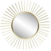 Miroir Mural Rond 47 cm – Miroir Doré Forme de Soleil - Deco Chic Elégant – Miroir Rond Helios Or – Marque Française - Doré