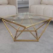 Mobilier Deco - beverly - Table basse design en verre et métal doré
