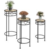 Outsunny Lot de 3 supports pot de fleurs supports pour plantes ronds étagère à fleurs empilables - plateaux aspect rotin