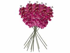 Pack de 12 bouquets d'orchidées au toucher naturel de 96 cm de couleur fuchsia