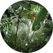 Papier peint panoramique rond adhésif feuilles tropicales