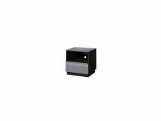Petit meuble tv ou meuble d'appoint 50cm collection zante avec 1 tiroir et une niche avec led. Couleur noir et gris brillant.