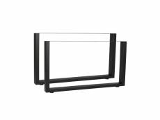 Pieds de table en profil carré 64 x 40 cm noir revêtement par poudre piètement helloshop26 16_0000653
