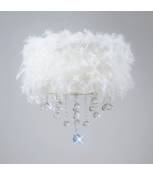 Plafonnier Ibis avec Abat jour blanc en plume 3 Ampoules chrome poli/cristal