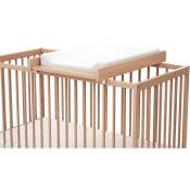 Plan à langer amovible pour lit bébé essentiel en bois - Blanc et Hêtre Verni - AT4
