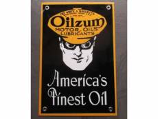 "plaque alu oilzum motor oil rect 30x20 noire ole metal