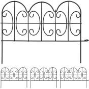 Relaxdays - Bordure de jardin à planter, 4 éléments de clôture, HxL : 28,5 x 39 cm, métal, design vintage, robuste, noir