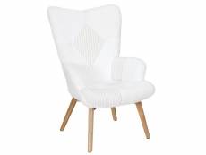 Rohan - fauteuil imitation laine motif patchwork blanc