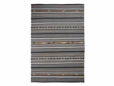 Shuttle kelim - tapis en laine motifs ethniques gris 160x230