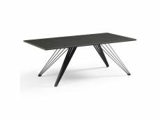 Table basse 120x60 cm céramique gris foncé pieds