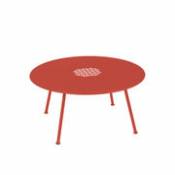 Table basse Lorette / Ø 80 cm - Métal perforé - Fermob rouge en métal