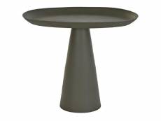 Table d'appoint ovale en aluminium coloris vert mousse - longueur 53 x profondeur 33 x hauteur 44 cm
