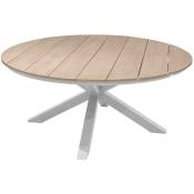 Table de jardin ronde Oriengo acacia certifié fsc & blanc 8 places en aluminium traité époxy - Hespéride
