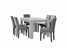 Table salon salle à manger avec 6 chaises 140 blanc