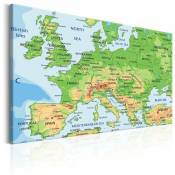 Tableau carte de l'europe - 120 x 80 cm - Vert et Bronze
