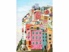 Tableau peinture cinq terres 100 x 70 cm style contemporain - italie 80582133