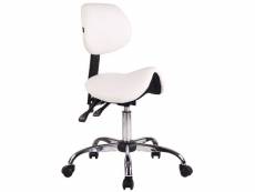 Tabouret de travail avec assise en forme de selle cheval ajustable et pivotant blanc tabo10073/2