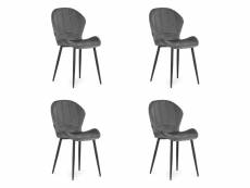 Ternik - lot de 4 chaises style glamour salon/salle à manger - 86x62x50.5 cm - chaise de salle à manger - gris