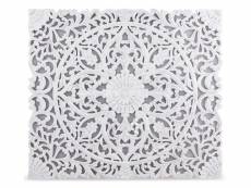 Tête de lit provençale bois sculpté peint blanc flaria 160