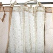 Thedecofactory - fairy - Voilage 100% coton à nouettes motifs floraux beige 110x250 - Beige