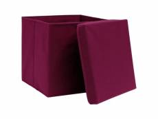 Vidaxl boîtes de rangement 4 pcs rouge foncé 32x32x32 cm tissu 288342